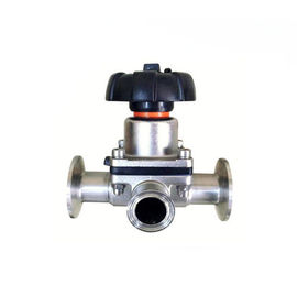 3 Way Sanitary Diaphragm Valve , Stainless Steel Manual / Pneumatic Diaphragm Valve