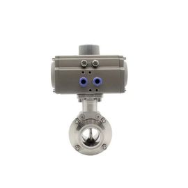 SS 316L Sanitary Butterfly Valve , Pneumatic Operated Tri Clamp Butterfly Valve