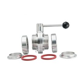Stainless Steel Sanitary Butterfly Valve With Union Connection End