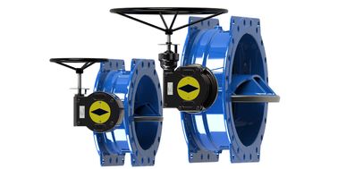 Blue RAL 5010 Water Control Valve , Double Eccentric Butterfly Valve