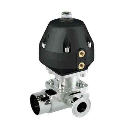 Manual / Pneumatic Sanitary Diaphragm Valve , T Type Three Way Diaphragm Valve