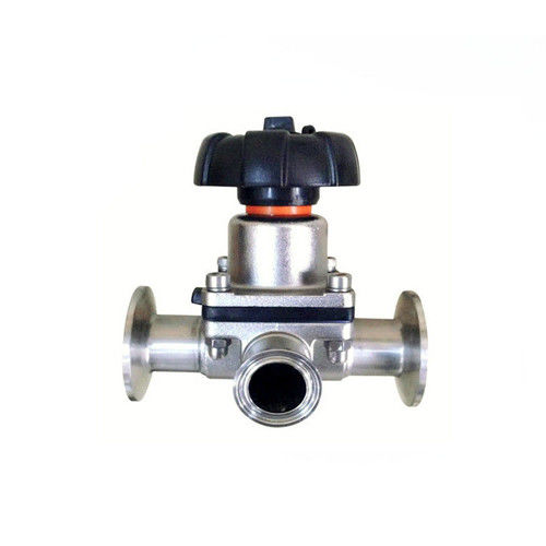 3 Way Sanitary Diaphragm Valve , Stainless Steel Manual / Pneumatic Diaphragm Valve