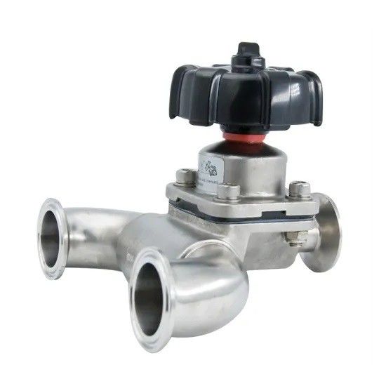 Three Way Sanitary Diaphragm Valve With Clamped Butt Welded Ends