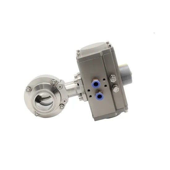 SS 316L Sanitary Butterfly Valve , Pneumatic Operated Tri Clamp Butterfly Valve