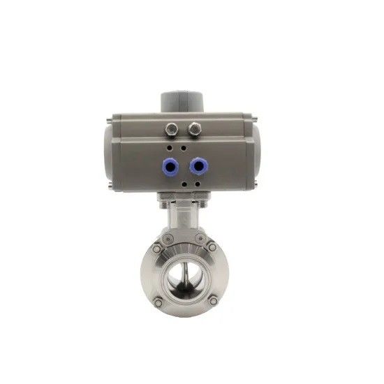 SS 316L Sanitary Butterfly Valve , Pneumatic Operated Tri Clamp Butterfly Valve