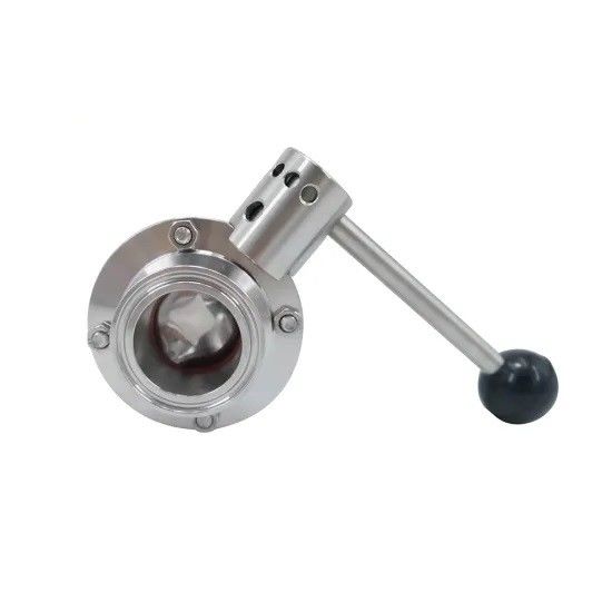 Manual Sanitary Butterfly Valve , Stainless Steel 304 316L Tri Clamp Butterfly Valve