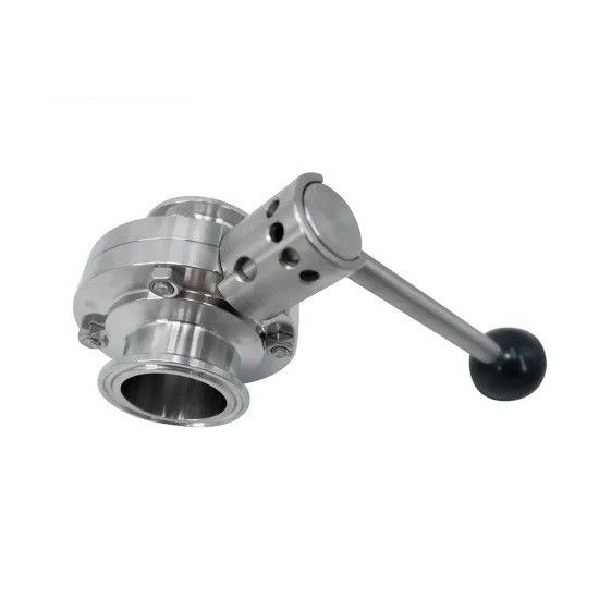 Manual Sanitary Butterfly Valve , Stainless Steel 304 316L Tri Clamp Butterfly Valve