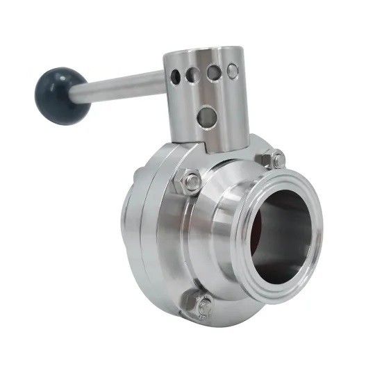 Manual Sanitary Butterfly Valve , Stainless Steel 304 316L Tri Clamp Butterfly Valve