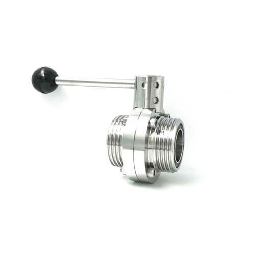 Hygienic Butterfly Valve , Male Threaded 304 316L SS Butterfly Valve
