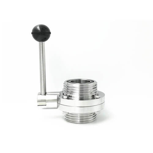Hygienic Butterfly Valve , Male Threaded 304 316L SS Butterfly Valve