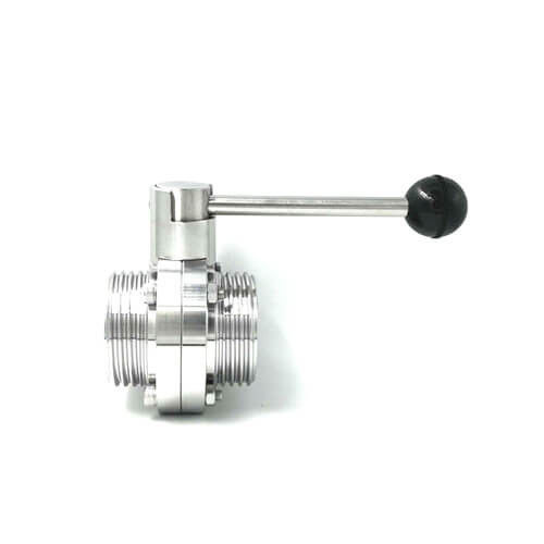 Hygienic Butterfly Valve , Male Threaded 304 316L SS Butterfly Valve