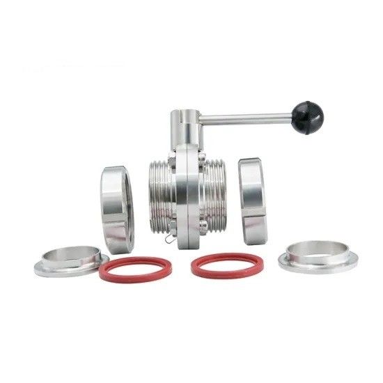 Stainless Steel Sanitary Butterfly Valve With Union Connection End