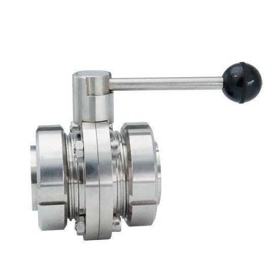 Stainless Steel Sanitary Butterfly Valve With Union Connection End