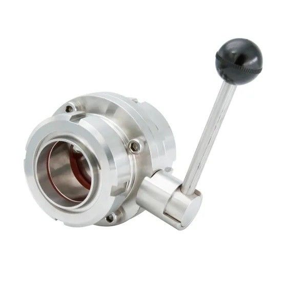 Stainless Steel Sanitary Butterfly Valve With Union Connection End