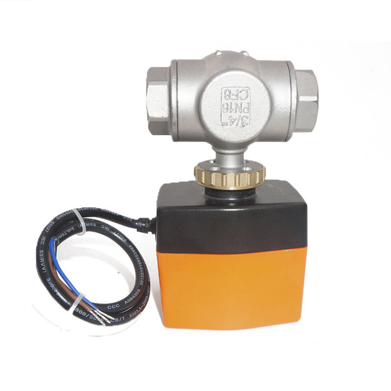 Electric Actuated 3 Way Ball Valve Stainless Steel For Chilled Water
