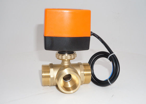 3 Way Electric Actuated Ball Valve With Open / Close Male Connection