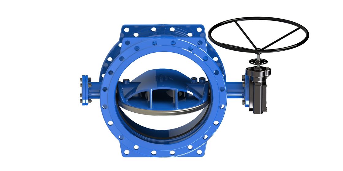 Blue RAL 5010 Water Control Valve , Double Eccentric Butterfly Valve